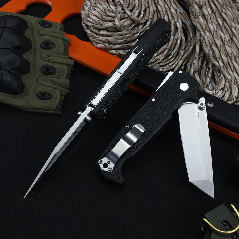 New Cold SR1 Lite Folding Knife 8Cr14MoV Steel Blade EDC Military Ttactical Survival Hunting Utility Pocket Knives for Men Knife 5