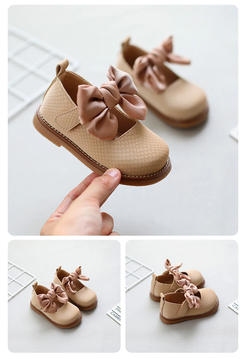 extra wide children's shoes 13.5-18.5cm Brand Children Solid Pure Shoes Girls Leather Shoes Lace Bow-knot Sweet Soft Shoes Princess Dress Shoes For Wedding Sandal for girl