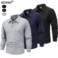Printemps hommes d'affaires décontracté à manches longues Polo couleur unie à la mode respirant confortable Polos d'affaires sociaux mâle 1