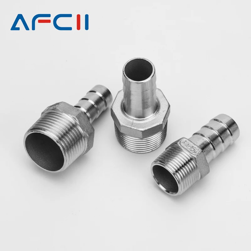 Hose Barb Connector 304 Stainless Steel 1/8" 1/4" 3/8" 1/2" BSP Male Thread Pipe Fitting