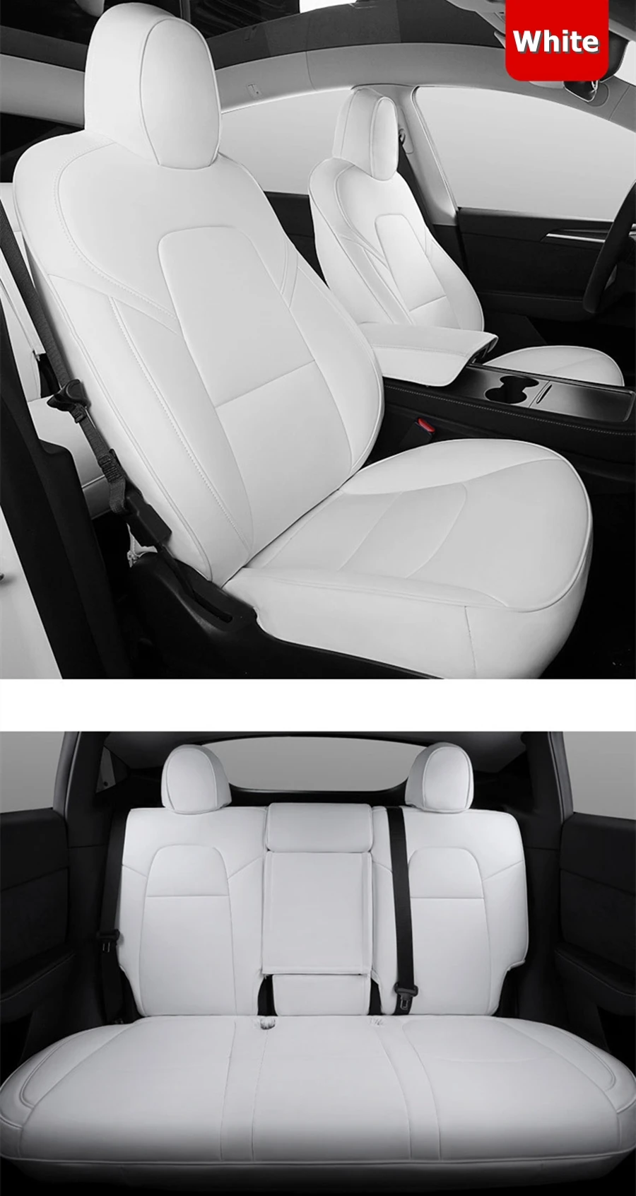 Voiture Ensembles Housses Siège sur Mesure, pour Tesla Model Y 2021 2022  2023 Car Seat Cover Sets Sièges Avant Arrière Surround Complet Protection