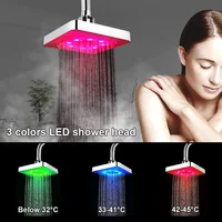 Ultra-Quiet 3 Colors Temperature Sensor Rainfall Top Spray 7 Colors Gradual Changing Square Fixed Showerhead LED Shower Head 1