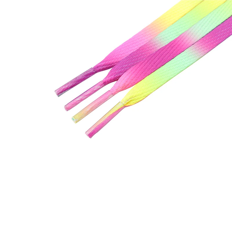 Weiou New Adorable Rainbow 4 Colors Shoelaces 0.8 Cm Flat Attractive Women's Shoe Laces For  Canvas Fabric Sneakers Hat Ropes