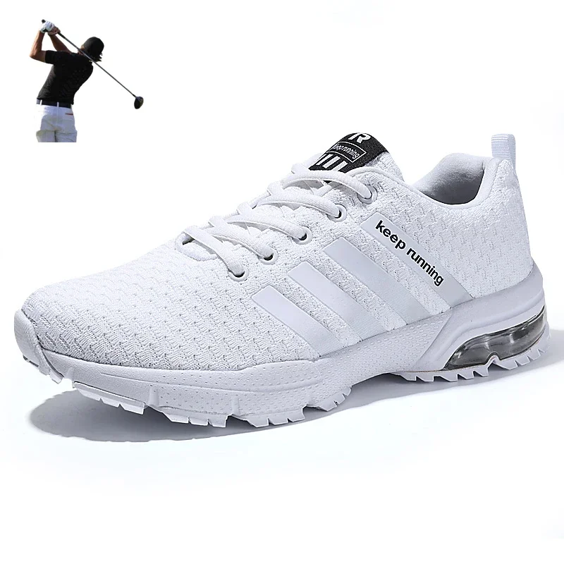 Golf Shoes Men Air Cushion Golfing Shoes Breathable All Seasons Outdoor Golfing Exercise Sneakers Large Size 39-46 Male Leisure Golf Shoes