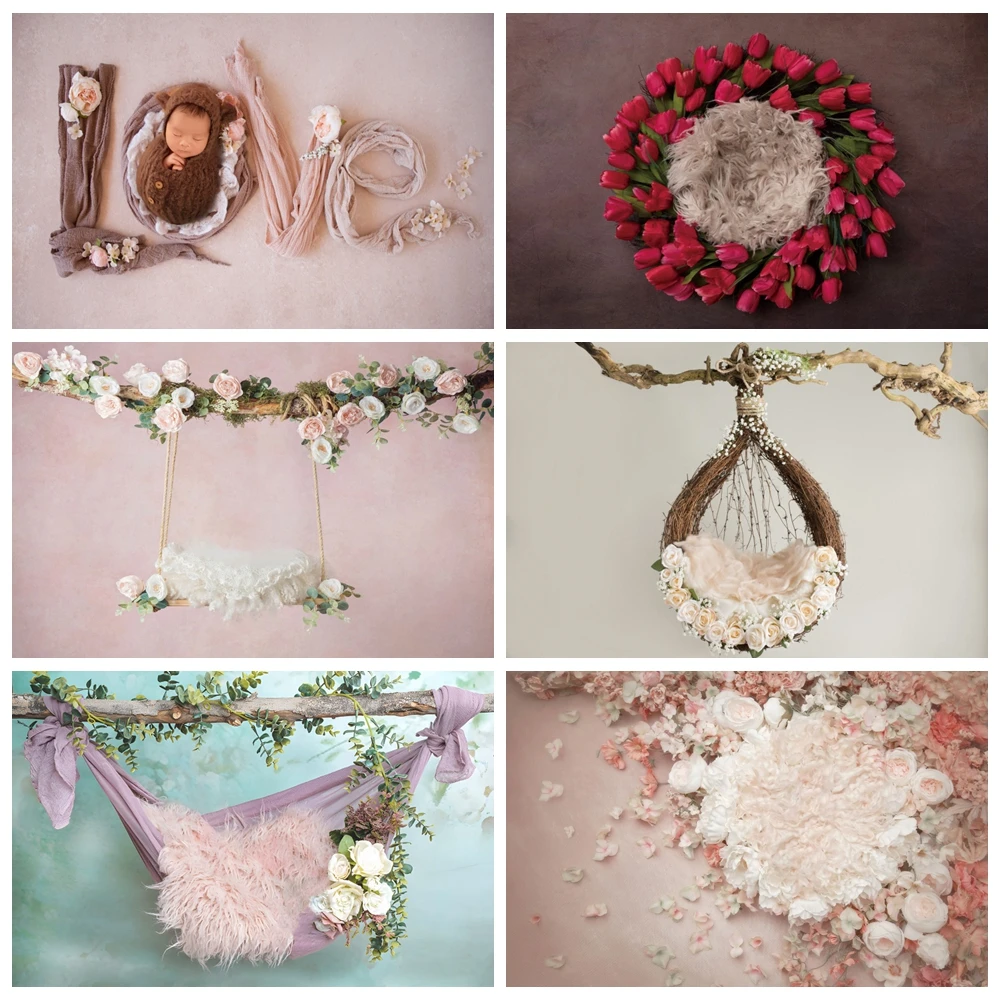 Newborn Portrait Backdrop Photo Shoot Floral Swing Birthday Artistic Background Sweet Little Baby Photography Background