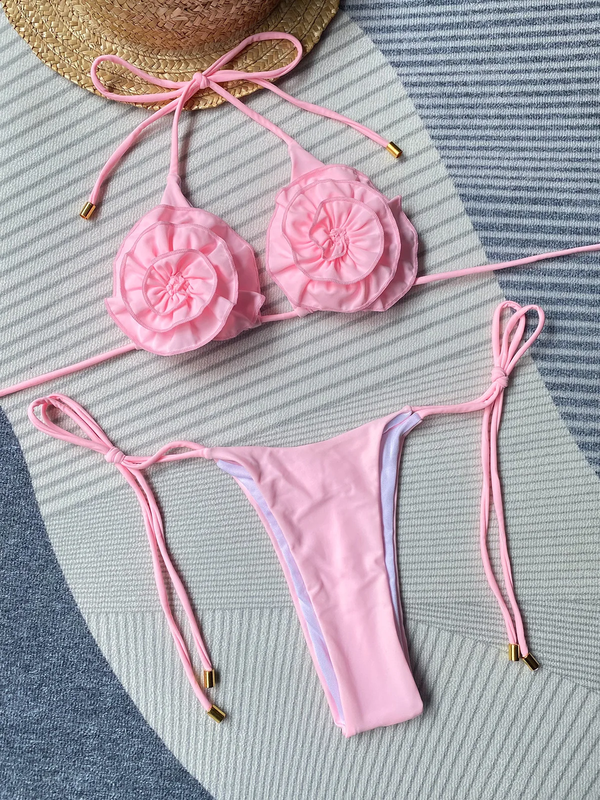 ビキニ OPEN YY : 25SS / FLOWER STRAPPY BIKINI (3COLORS) OPEN YY] FLOWER STRAPPY BIKINI : 3color ビキニ