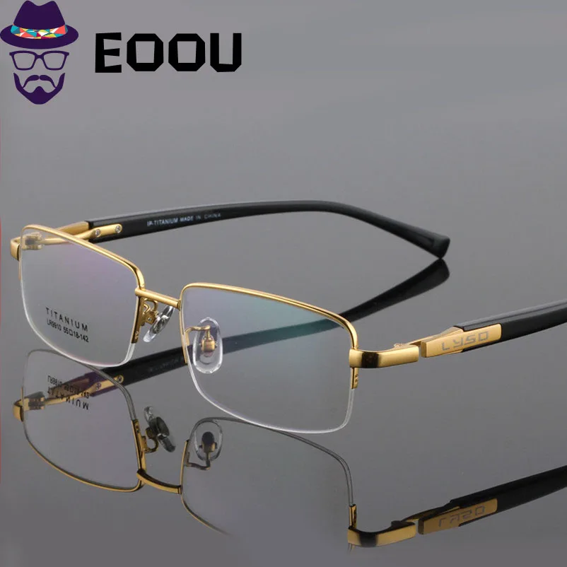 

Quality Titanium Glasses Frame For Men Square Semi-Rimless Design Glasses Gafas Myopia oculos de grau masculino Eyewear