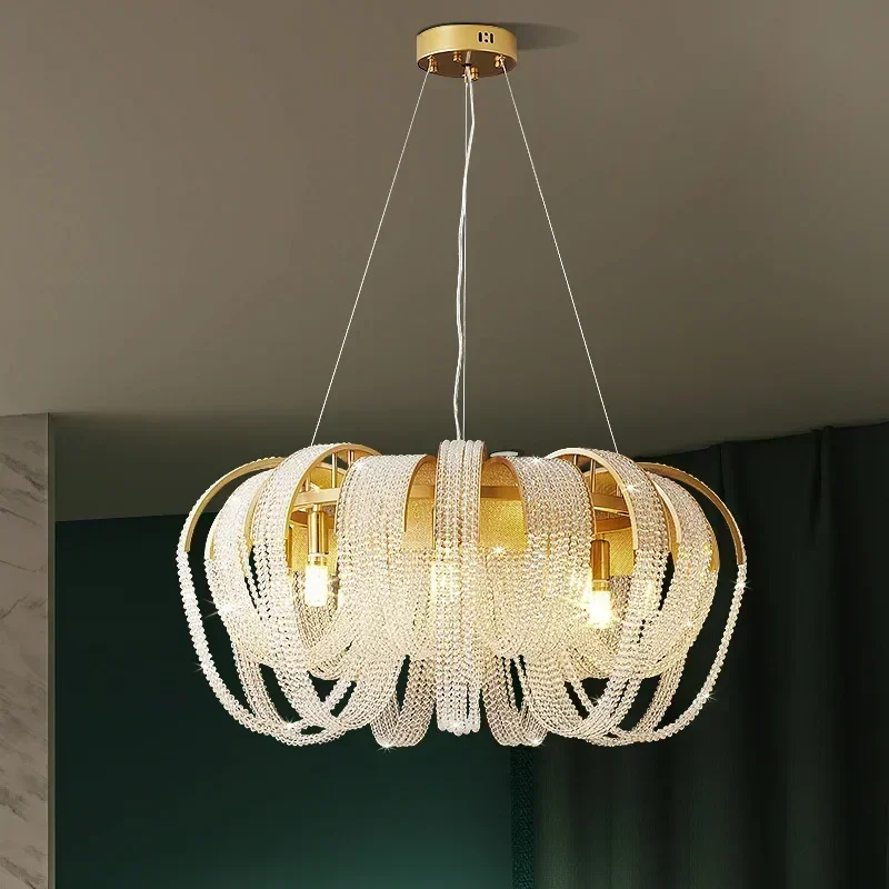 Crystal Tassels Led Ceiling Chandelier Living Room Kitchen Island Ceiling Lamp Lobby Pendant Lights Home Decorations Lustre