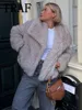 TRAF Faux Fur Cropped Jackets for Women Coats Thick Warm Soft Jacket Woman 2024 Long Sleeve Casual Winter Coat In New Outerwear 3