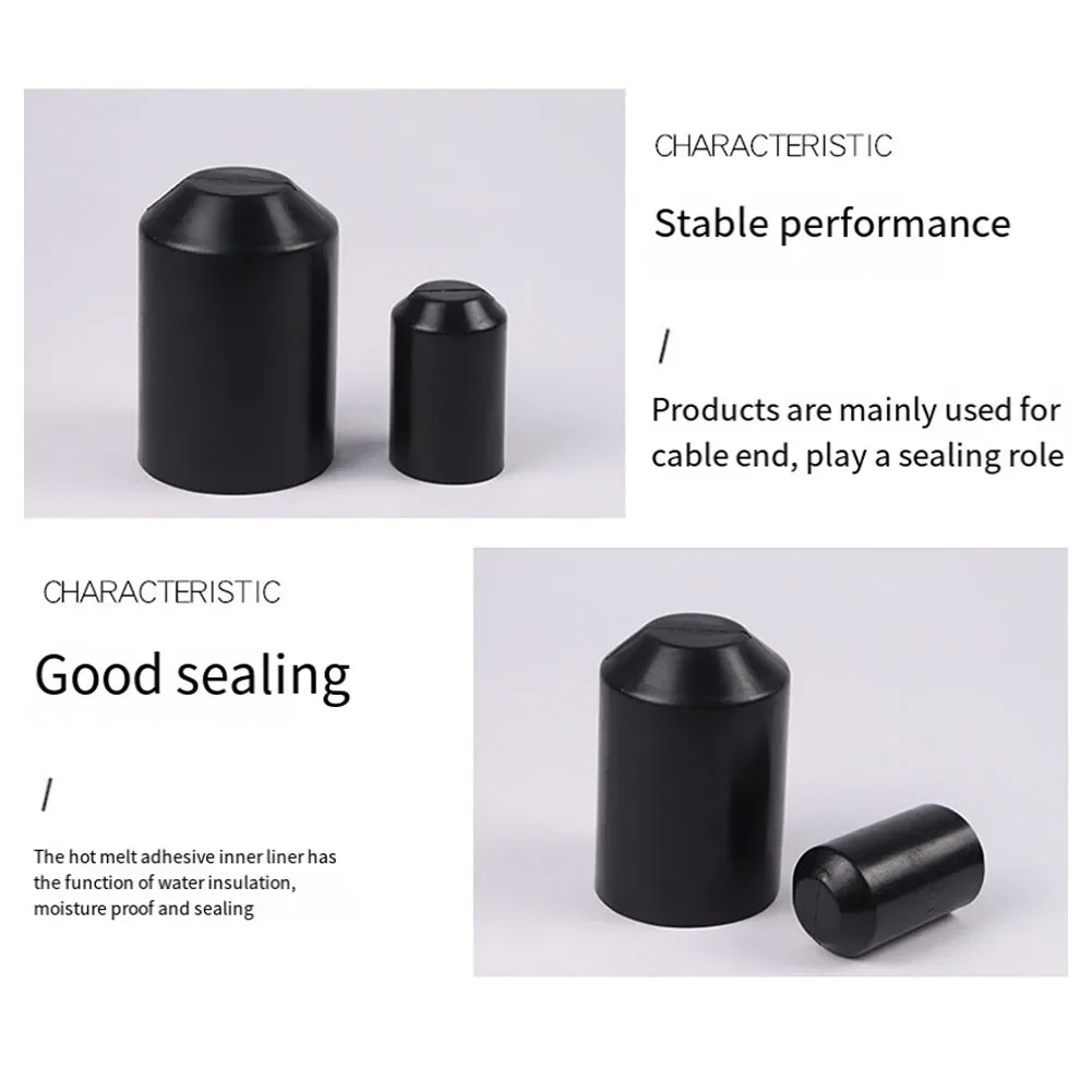 Description Picture 5 of item10pcs Warm Shrink End Cap Heat Shrink Cap Waterproof Protection  PE Insulated Wrap Wire Protect Cover Bottom Cable Sleeve Tool