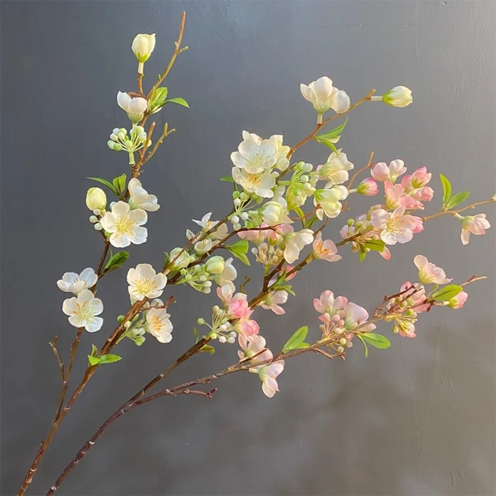 Künstlicher Apfelblütenzweig 84cm 2-Verzweigter Kirschblütenzweig Seiden-Blumenarrangement Kunstblumen