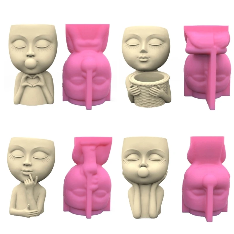 

Mini Flower Pots Silicone Mold Epoxy Molds for DIY Projects Girls Head Mould