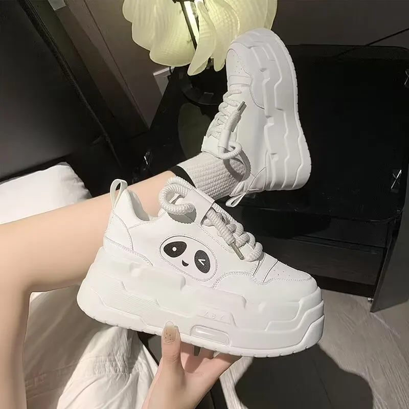 Woman Chaussures Femme 6CM High Platform Sneakers Women Casual Leather Sport Shoes New Autumn Vulcanized Skateboard Zapatillas
