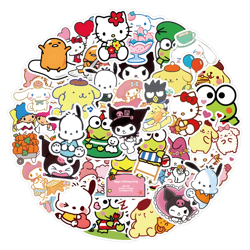 

10/30/50/100pcs Sanrio Cartoon Graffiti Stickers Cute Hello Kitty Pochacco Cinnamoroll Decal Phone Diary Guitar Sticker Kids Toy