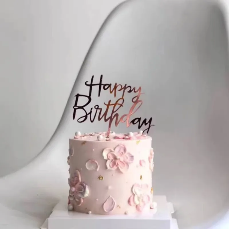 Cake Topper 10 Pcs Acrylic Happy Birthday Cake Topper Pink Gold Silver Acrylic Kids Men Women Cake Decorations Baby Shower Gift Supplies