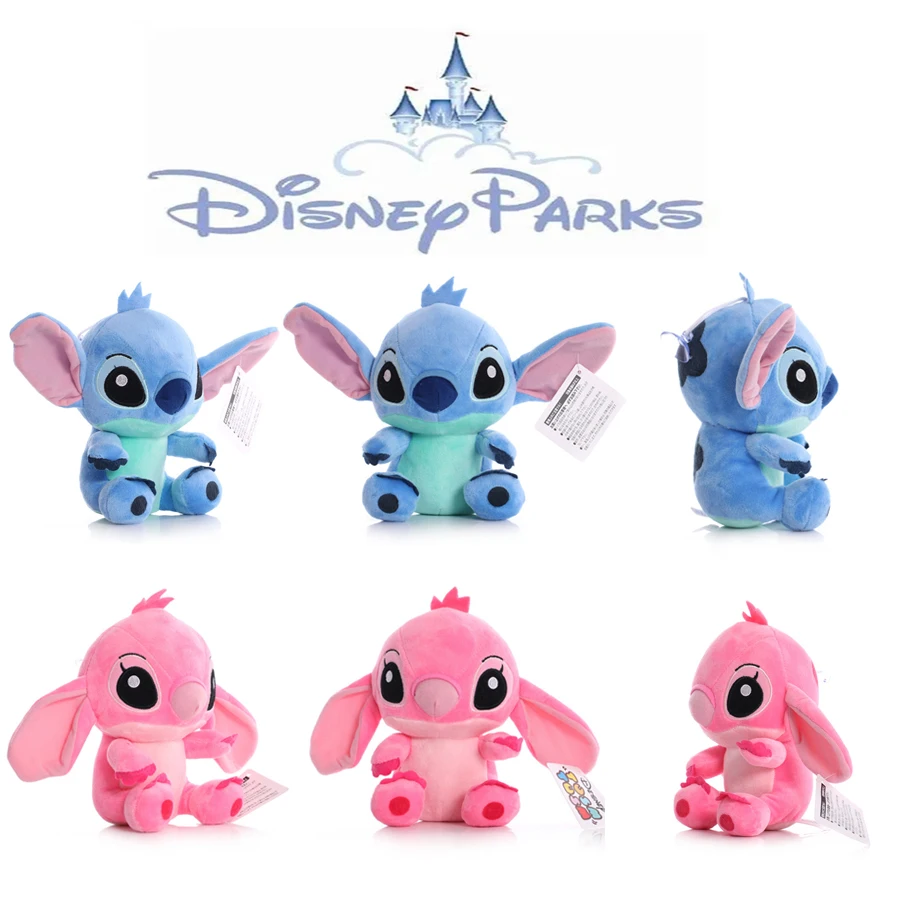 Disney Cartoon Blue Pink Stitch Peluche Figura Anime Toy Lilo And Stitch 20Cmstitch Peluche Cucito Giocattolo Borsa Da Scuola Per Bambini Regalo Di Co