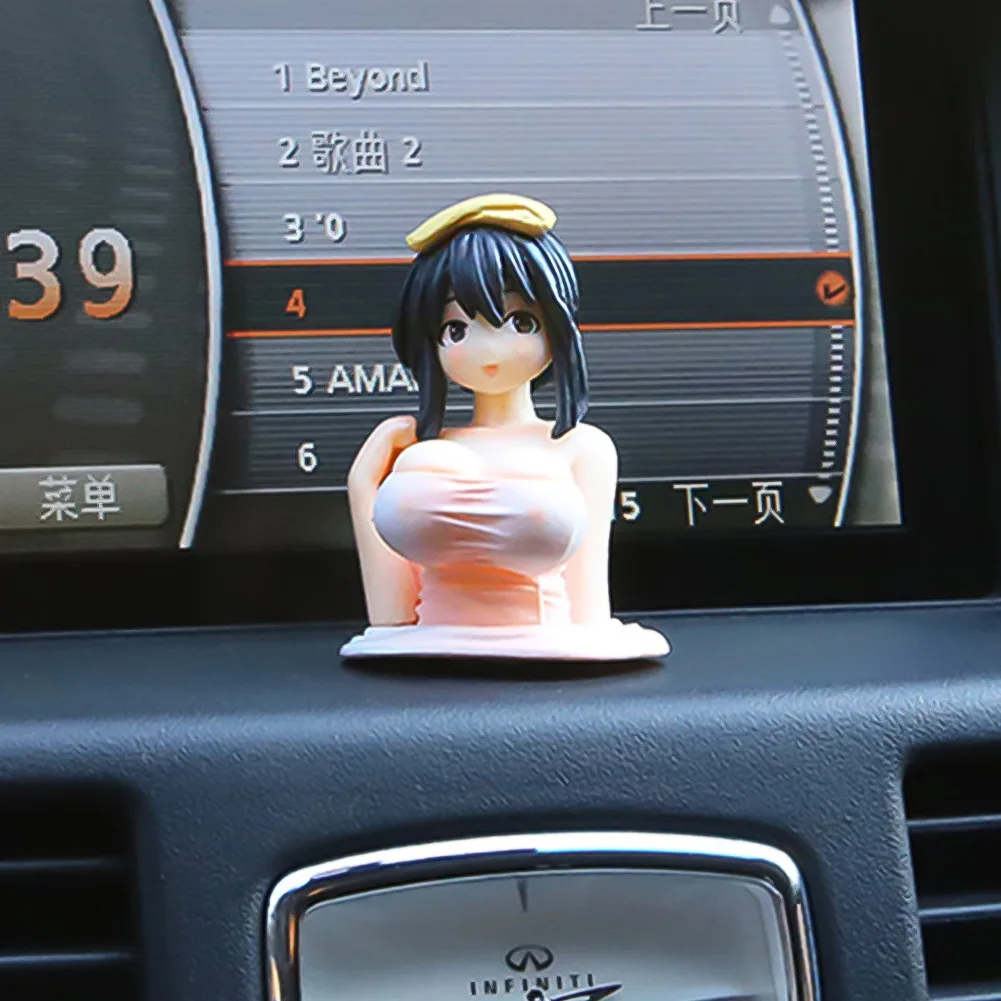 섹시한 애니메이션 흔들리는 가슴 콘솔 대시 보드 인테리어 액세서리, 소녀 소년 성인 피규어 컬렉션 모델 인형 완구, 1 개