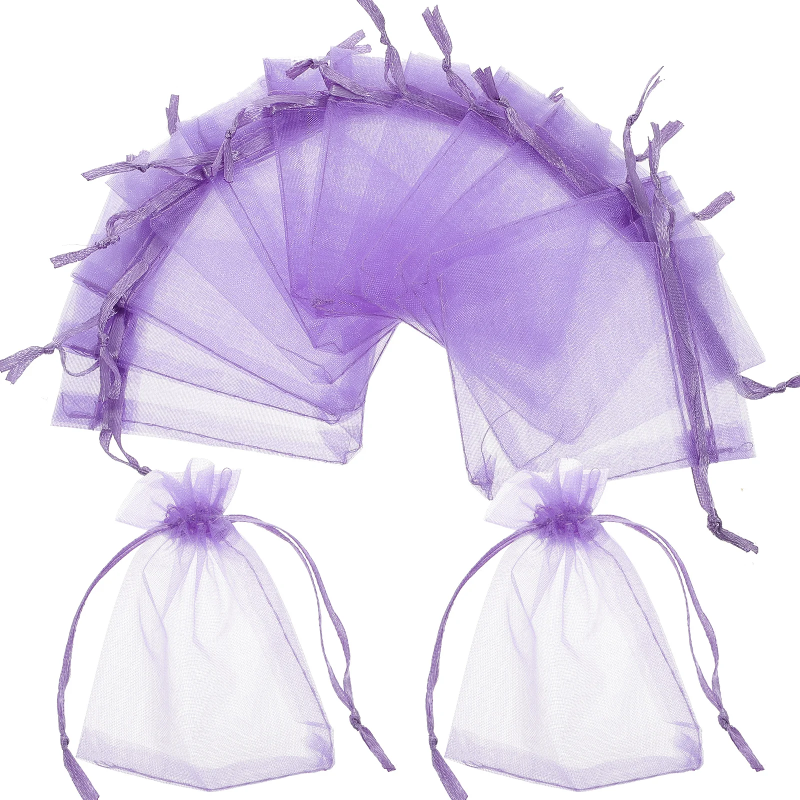 50 Stück Organza-Geschenkbeutel, lila Beutel, Verpackung, Kordelzug, Design, Süßigkeiten, kleines Lavendelnetz