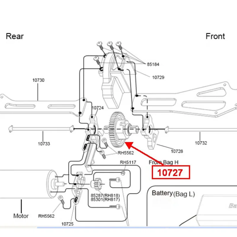 VRX Racing 10727 Set Completo di Trasmissione Centrale Compatibile con il Camion RC RH818 Cobra, Accessori per Modelli di Auto RC per Età 14+ e Adulti - immagine 5