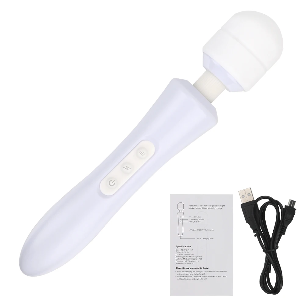 Potente vibratore a bacchetta magica, giocattoli sessuali per donne, enorme testa AV Rod, 20 frequenze, 8 velocità, massaggio corporeo, vibrato_voghion.com