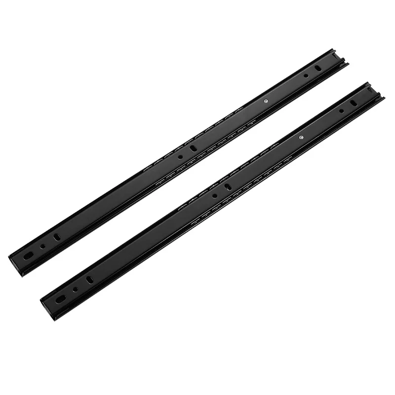 2 Way Drawer Slides Black Close Sliding Drawer Track Rail Two Section Cabinet Slides Furniture Hardware Sliding Hardware