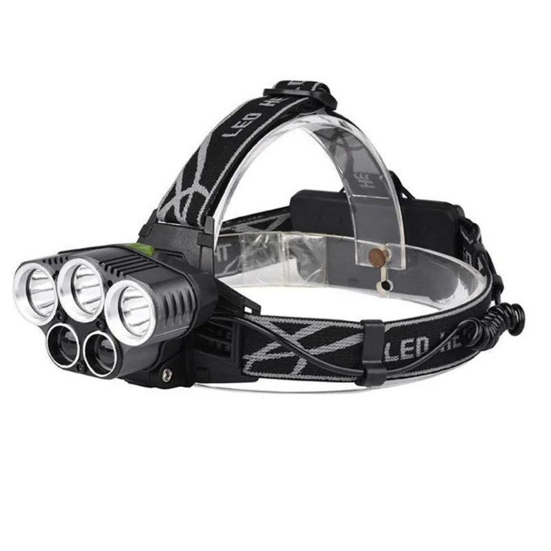 5-LED 초강력 헤드램프: 다기능, 장수명 리튬이온, 사이클링, 캠핑, 낚시용 휴대 가능