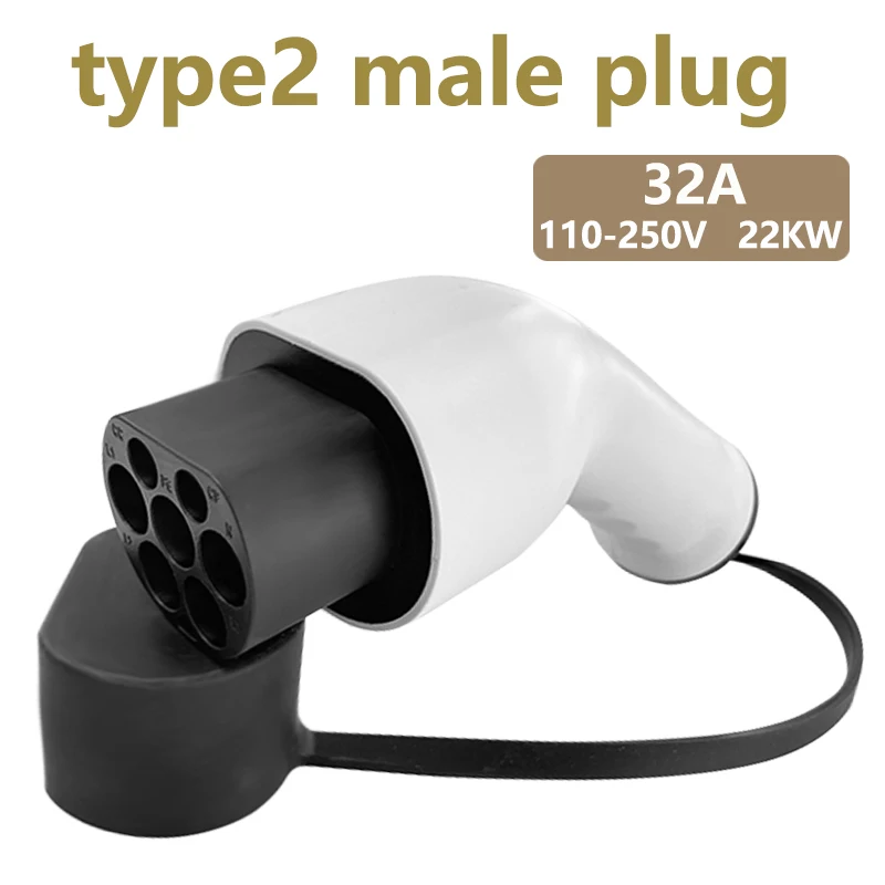 EV Charger Type2 Male Plug for Power Supply Side 32A 3Phase IEC62196-2 Adapter 22KW Single Three Phase European standard car