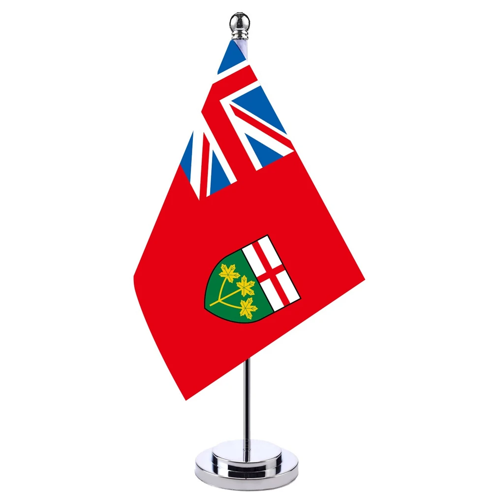 

14x21cm Mini Flag Of Canadian Territory Flag Banner Boardroom Desk Stand With Pole The Ontario Flag Sign Meeting Room Decor