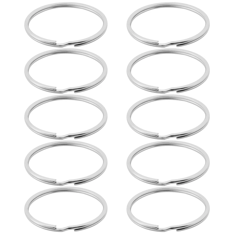 

10X Quality 50Mm Keyring Split Ring Set Heavy Duty Large Nickel Key Loop Sprung Hoop