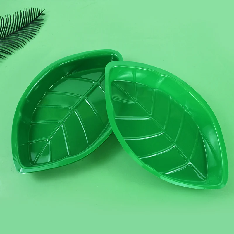 2-8Pcs Green Palm Leaf Plate Candy Cookies Food Tray for Kids Jungle Safari Birthday Decor Hawaiian Summer Luau Party Supplies