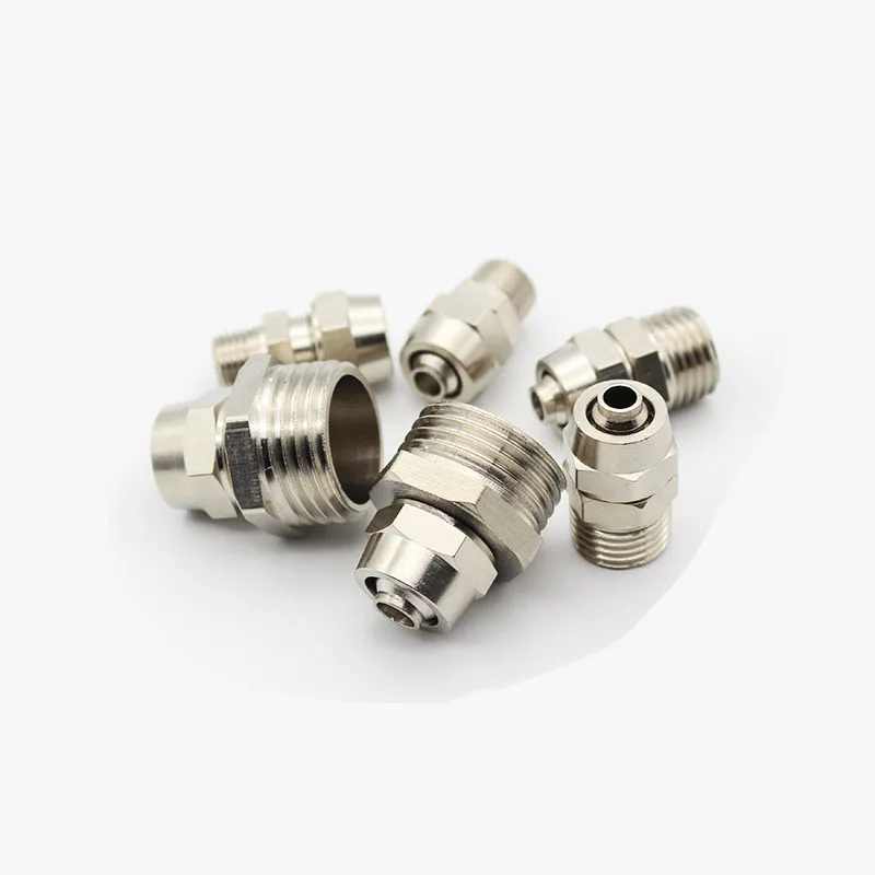 M5 1/8'' 1/4'' 3/8'' 1/2'' Male Thread OD 4/6/8/10/12mm Copper nickel plating Hose Tube Pneumatic Fast Twist Connector Fittings