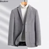 New 2025 Men's Woolen Suit Jacket Top Luxury Autumn Winter Men Casual Business Wool Single Breasted Blazer Overcoats Men Blazer 3