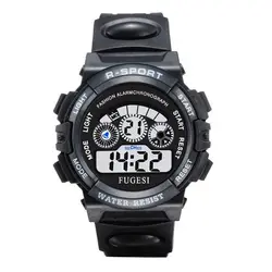 Waterproof LED Digital Sports Watch with Silicone Strap (Black)