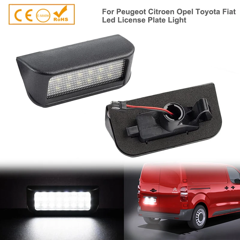 Recambo 2x Moduli LED Per Illuminazione Targa Auto - Compatibili Con Citroen DS4, Jumpy, Spacetourer, Saxo - Luce Bianca Fredda 6000K, Can-Bus - 2