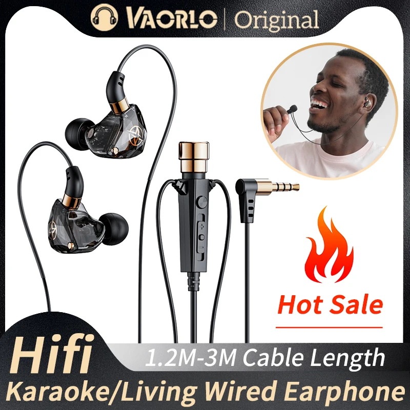 Karaoke HiFi Wired Headphones With Mic Singing Living Headset 3.5mm AUX Heavy Bass Noice Cancelling Earphone 1.2M 3M KTV Music 2