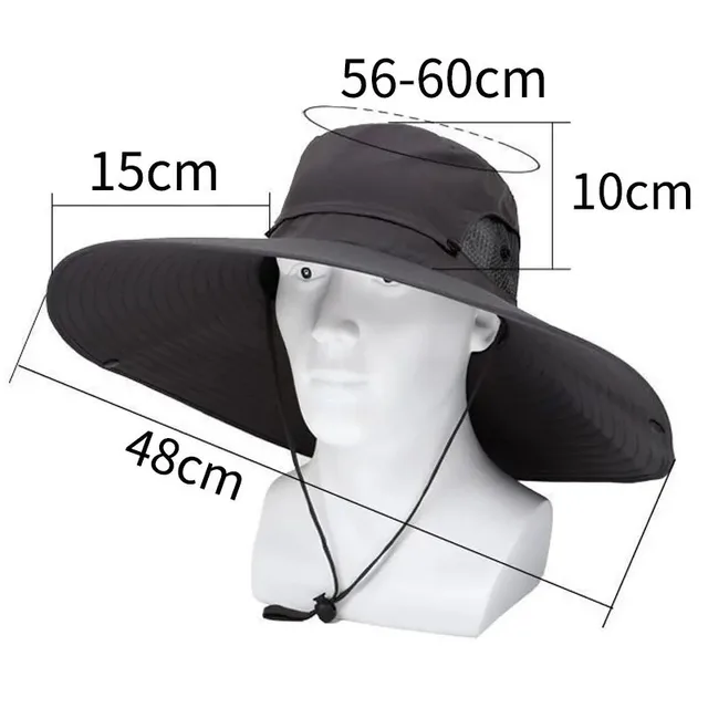 Summer 15CM Large Brim Sun Hat Men Women Breathable Fishing Caps Sun UV Protection Mesh Fisherman Hat Hiking Outdoor Beach Cap 5