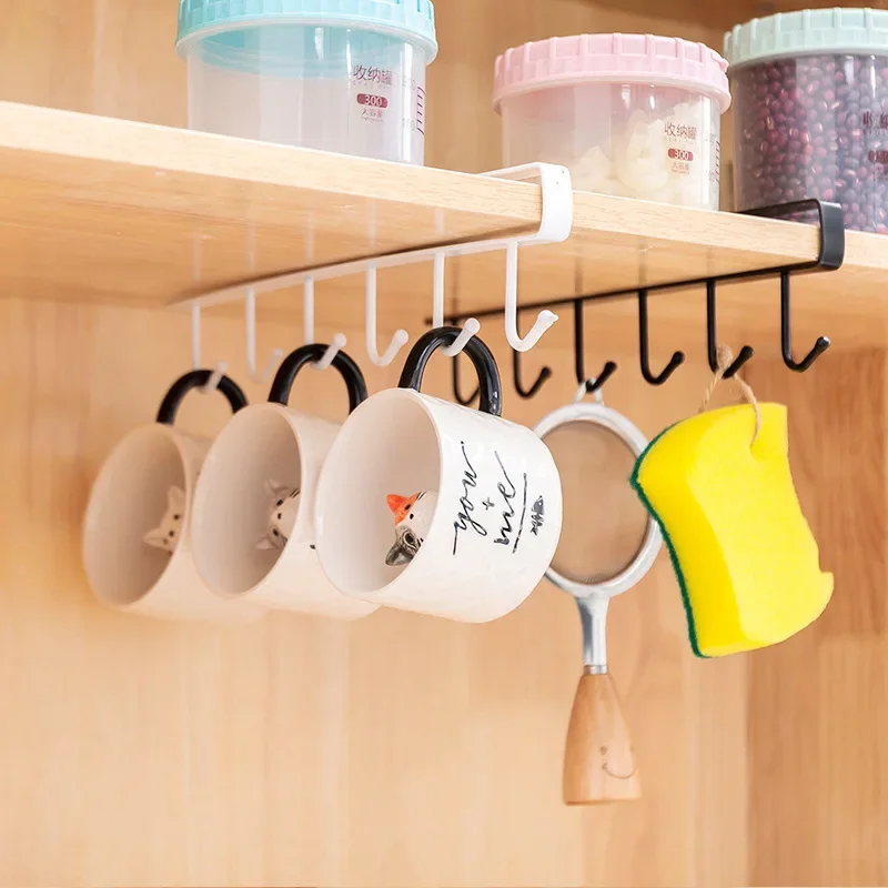 다기능 주방 정리함 걸이 랙 거치대 금속 컵 보관 선반, 욕실 정리함, 가정용 액세서리, 6 후크