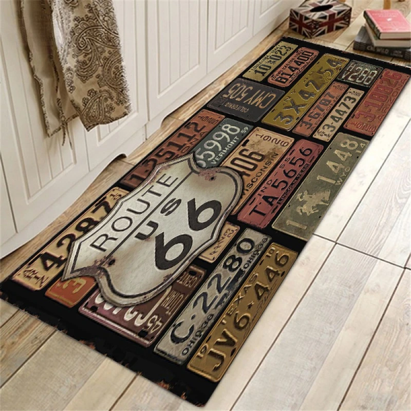 Route 66 Design Kitchen Floor Mat Entrance Doormat Home Decor Carpet Living Room Bedroom Rugs Anti-slip Bath Mat