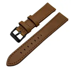 Sleek Black Intelligent Watch Strap with Raw Edge Buckle - 22mm (Light brown)