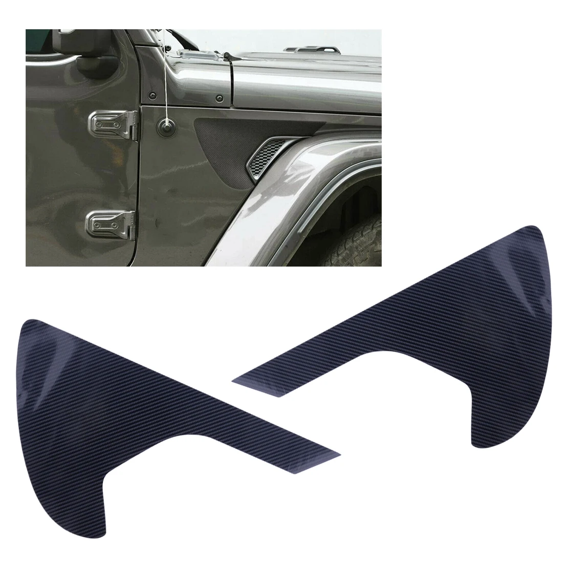 

2 шт., наклейки из углеродного волокна для Jeep Wrangler JL Gladiator JT 2021 2020 2019 2018