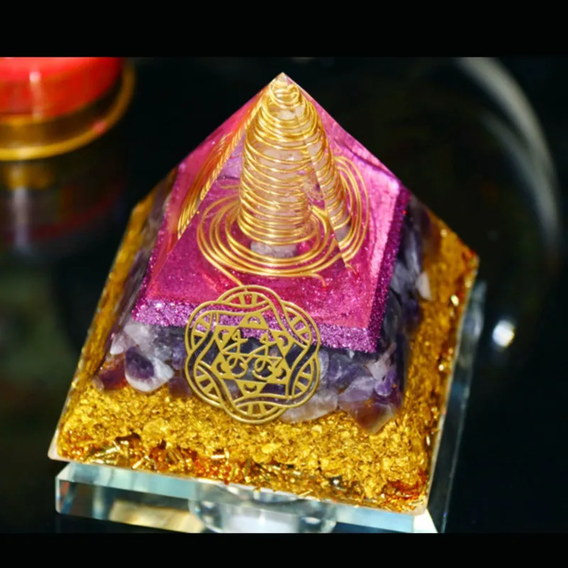 Original Orgone Pyramid Ornament EMF 5G Protection Moonstone Dongling Jade Lapis Lazuli Jewelry Ornament Decoration Home Furnish
