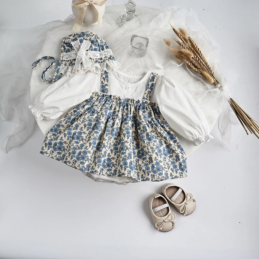 Floral Long Sleeve Baby Girls Bodysuit One Piece