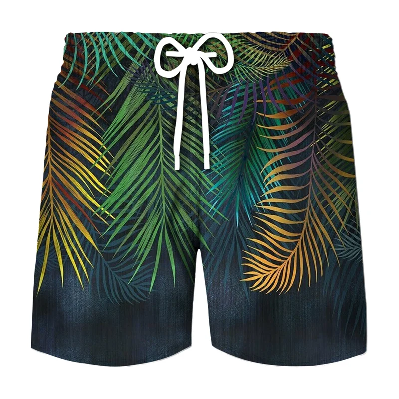 

Hawaii Beach Shorts Men Casual 3D Printed Natural Plants Swimsuit Quick Dry Bermuda Surf Board Shorts Pants Fashion Swim Trunks