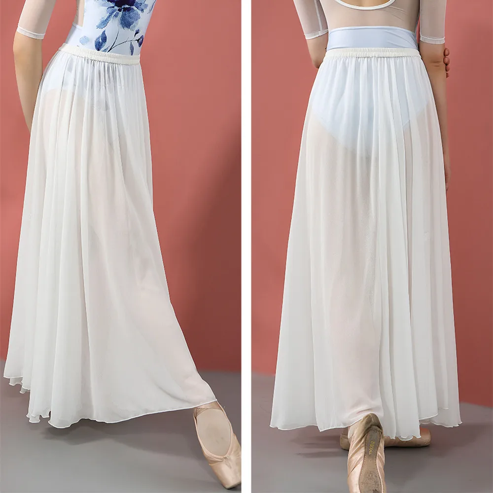 

Ballet Skirt White Dress Women's Ballerina Pearl Chiffon Skirt Contemporary Dance Ropa Classical Dance Costume For Girls