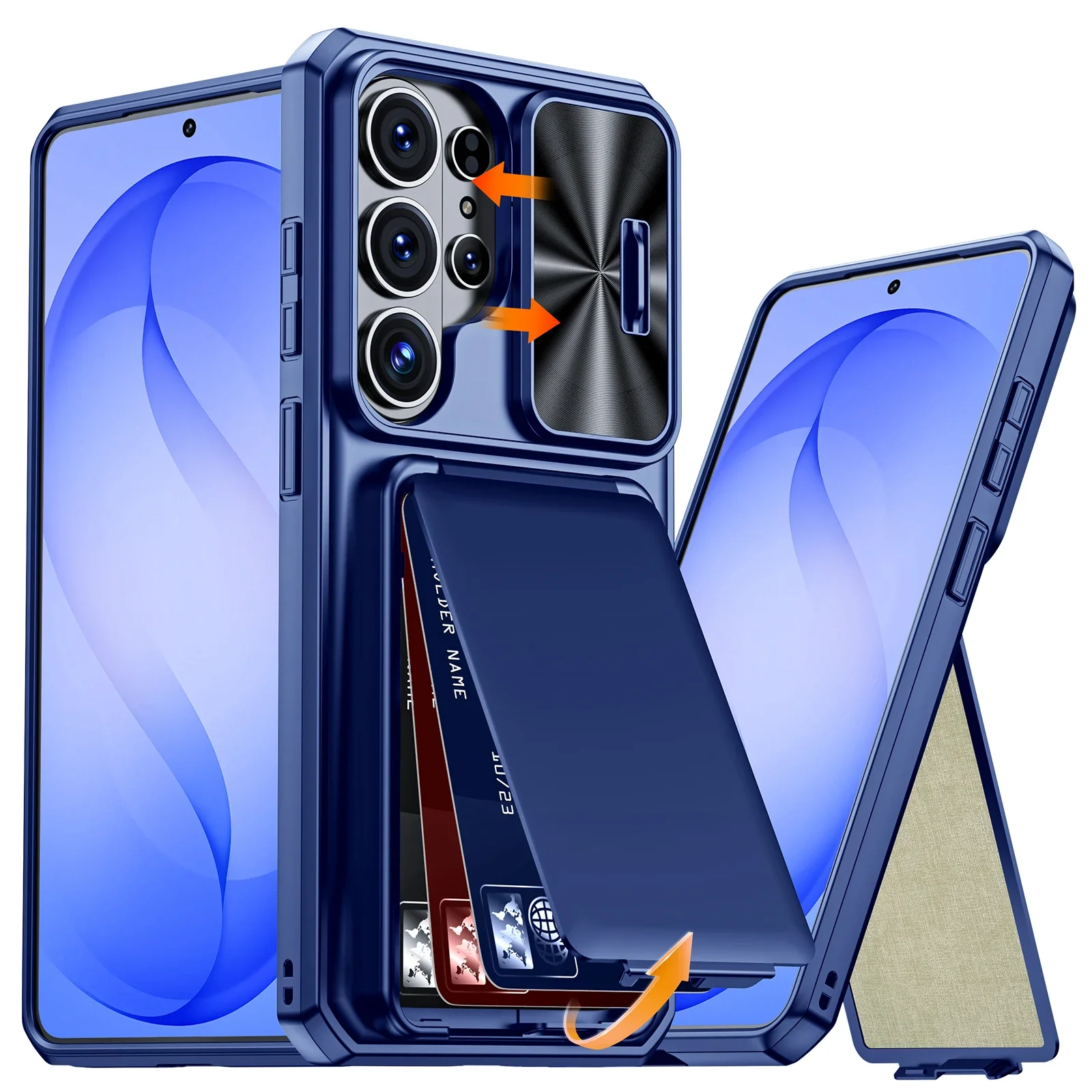 Enhanced Shockproof Phone Case with Camera Holder - Full Coverage TPU - Blue