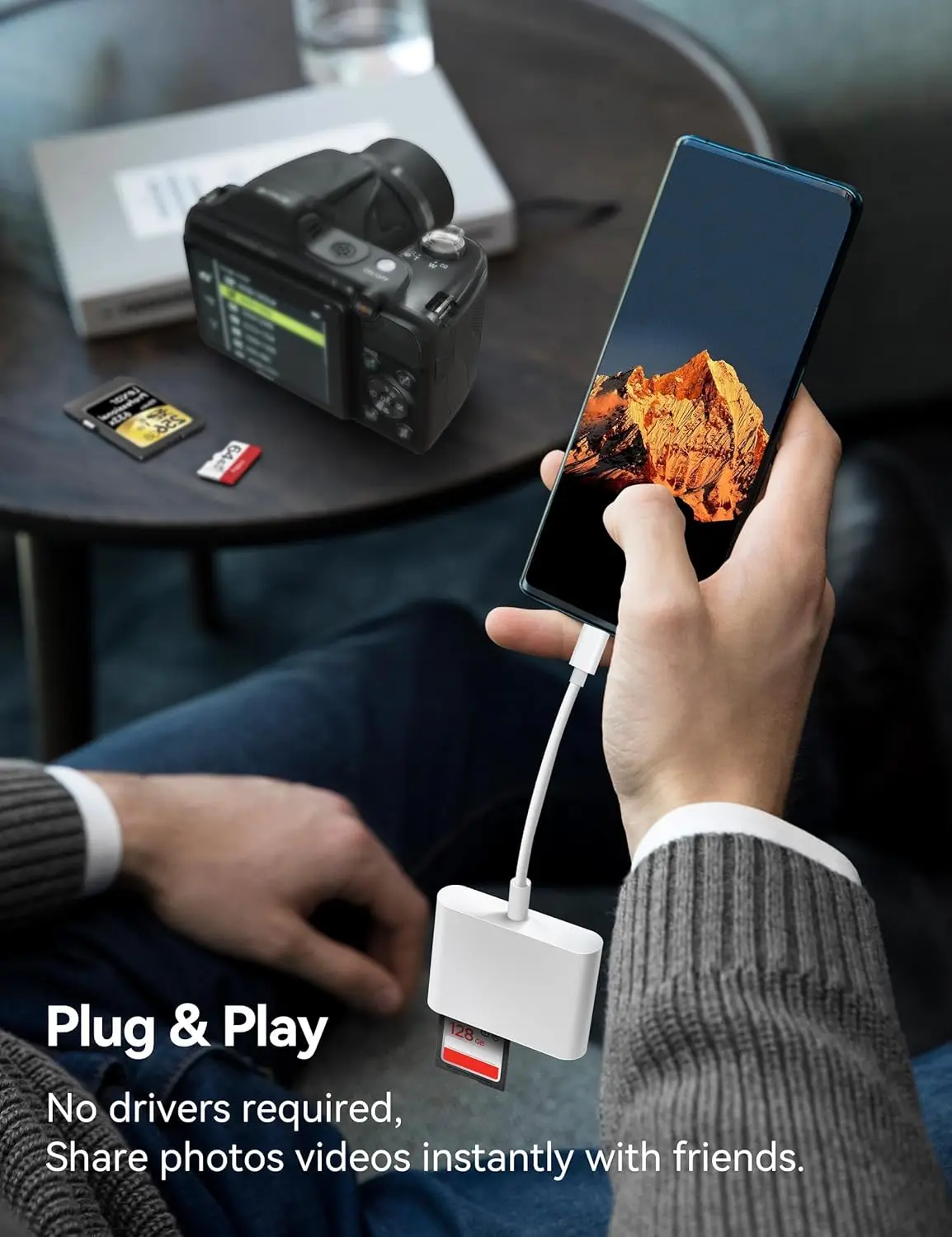 محول بطاقة SD من USB C إلى SD مع منافذ SD MicroSD...