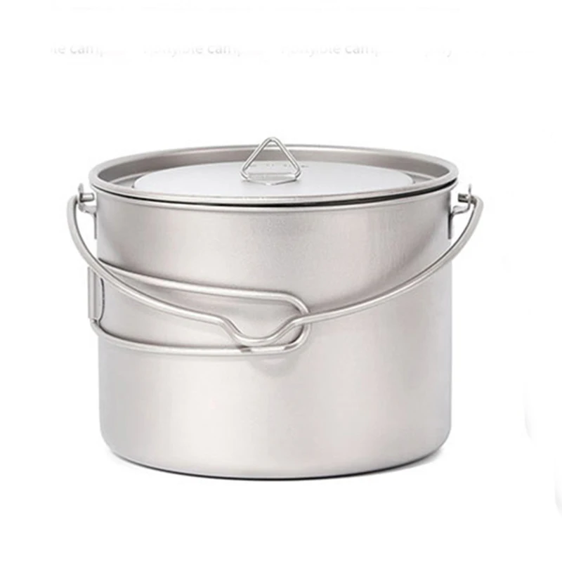 

Tiartisan Titanium Pot 1.6L Portable Outdoor Camping Hanging Pot with Lid and Foldable Handle Outdoor Camping Hiking Tableware