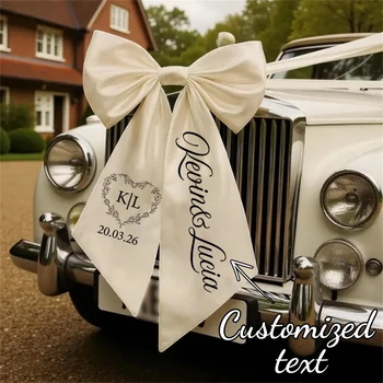 1pc Custom Bow Wedding Car Decoration Bridal Shower Decoration Personalized Car Bow Heart Shaped Garland Custom Bows And Ribbons 1