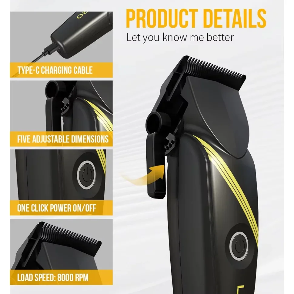 LILIPRO 8000rpm L4&M4 Aluminum Alloy Body Dlc Blade Barber Kit Hair Clipper Hair Trimmer Salon Use Men's Hair Trimmer Clipper 6