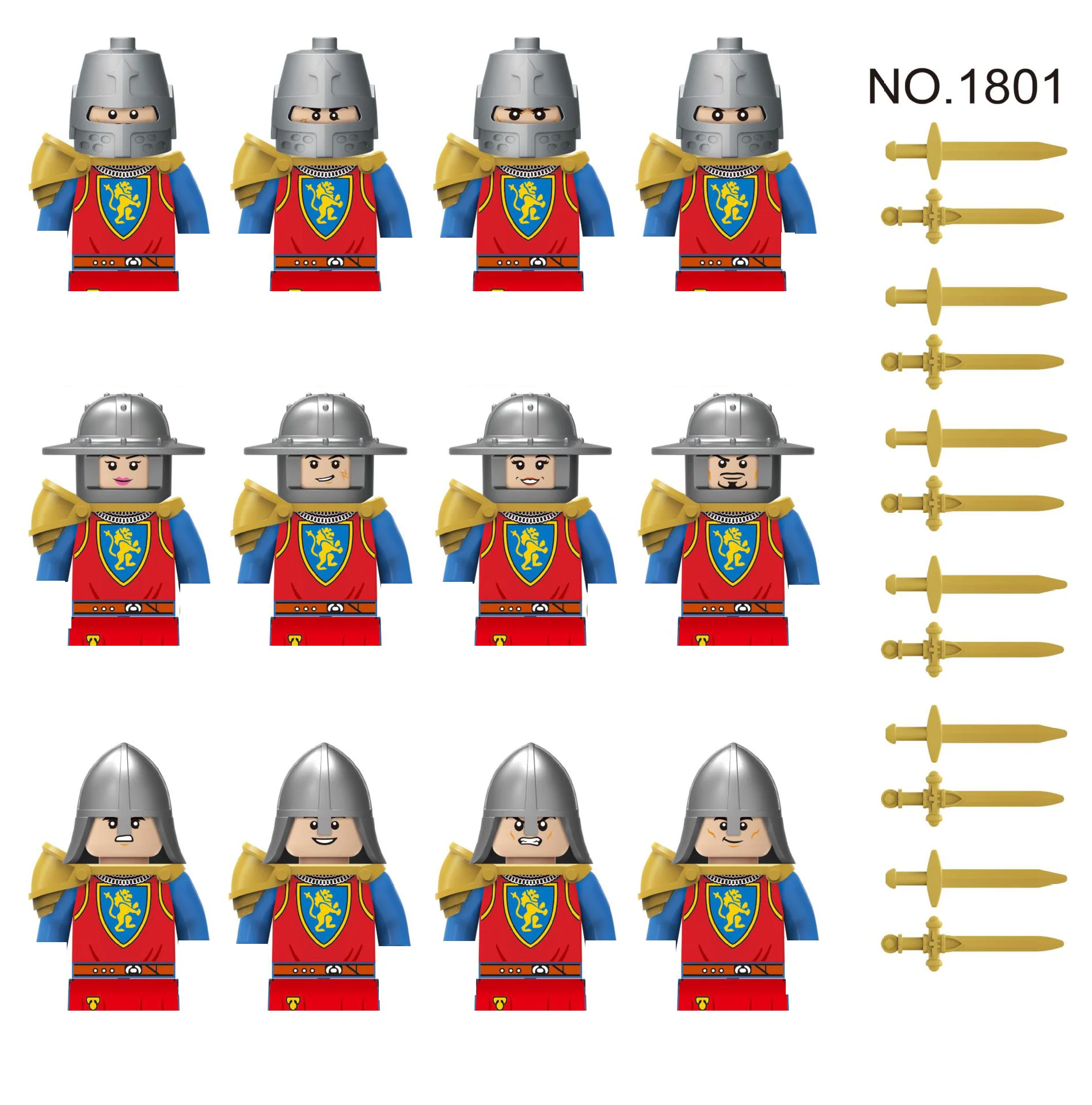 MOC War Military Medieval Building Block Knight Figure Warrior Soldier Spear Sword Shield Diy Weapon Castle Army Accessories Toy 3